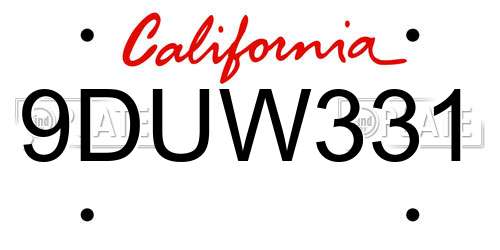 9DUW331 California License Plate