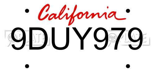 9DUY979 California License Plate