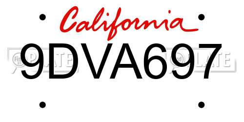 9DVA697 California License Plate