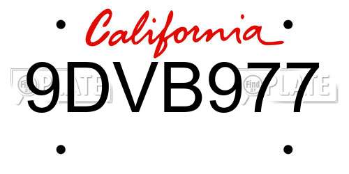 9DVB977 California License Plate