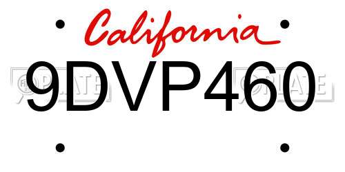 9DVP460 California License Plate