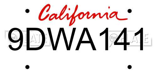 9DWA141 California License Plate