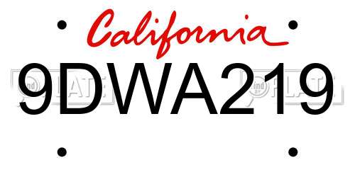 9DWA219 California License Plate