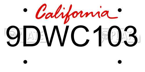 9DWC103 California License Plate