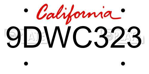 9DWC323 California License Plate