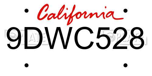 9DWC528 California License Plate