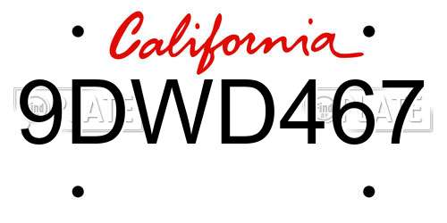 9DWD467 California License Plate
