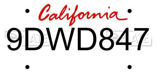 9DWD847 California License Plate