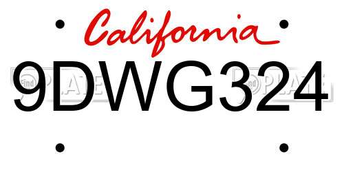 9DWG324 California License Plate