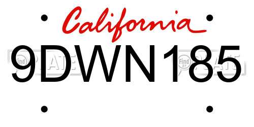 9DWN185 California License Plate