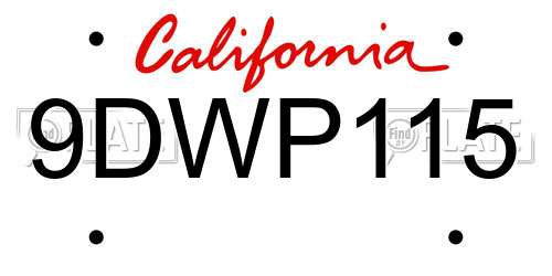 9DWP115 California License Plate