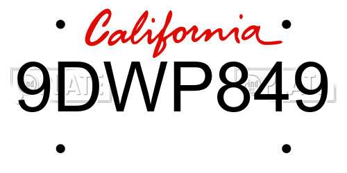 9DWP849 California License Plate