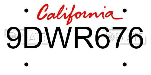 9DWR676 California License Plate