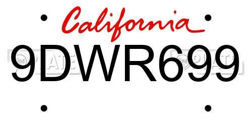 9DWR699 California License Plate