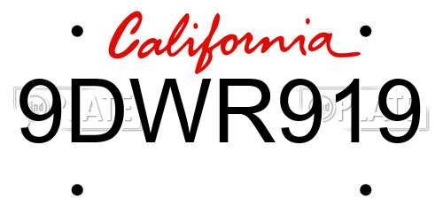9DWR919 California License Plate