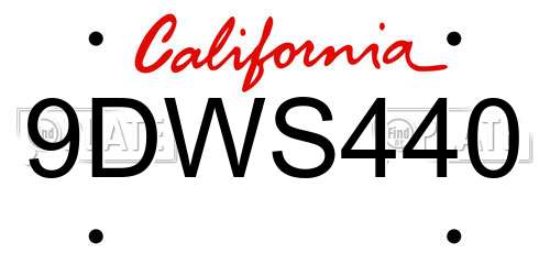 9DWS440 California License Plate