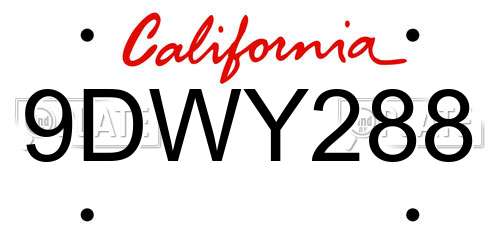 9DWY288 California License Plate