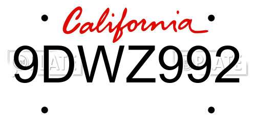 9DWZ992 California License Plate