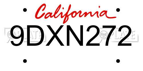 9DXN272 California License Plate