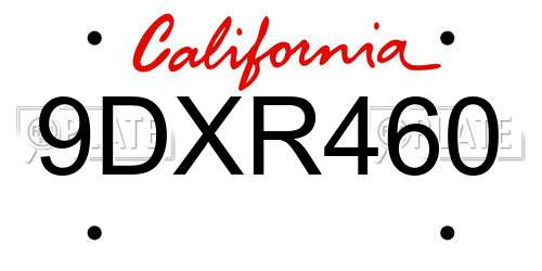 9DXR460 California License Plate