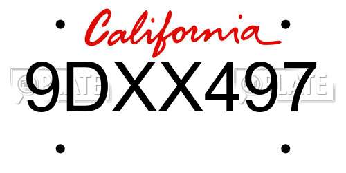 9DXX497 California License Plate