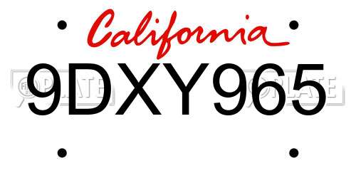 9DXY965 California License Plate