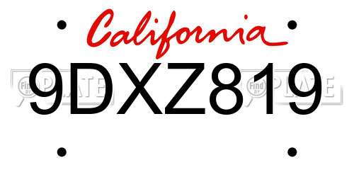 9DXZ819 California License Plate