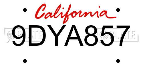 9DYA857 California License Plate