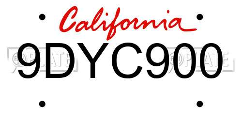 9DYC900 California License Plate