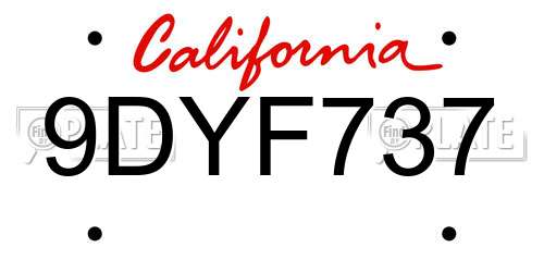 9DYF737 California License Plate