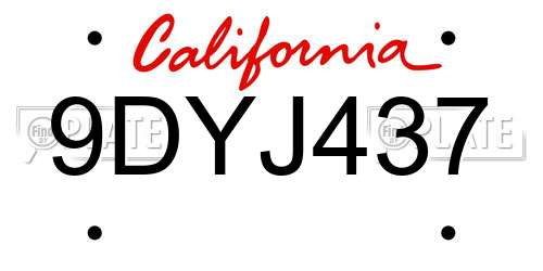 9DYJ437 California License Plate