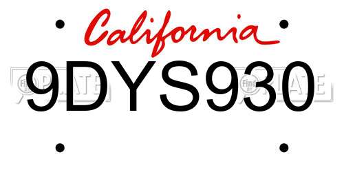 9DYS930 California License Plate
