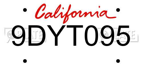 9DYT095 California License Plate