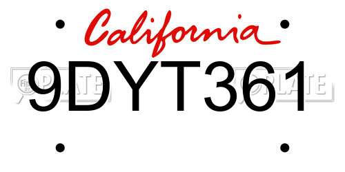 9DYT361 California License Plate
