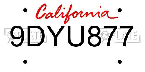 9DYU877 California License Plate