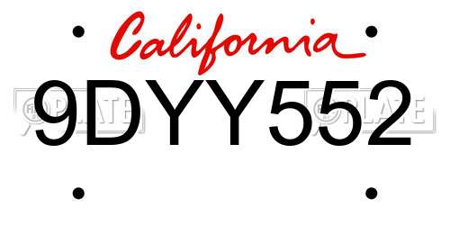 9DYY552 California License Plate