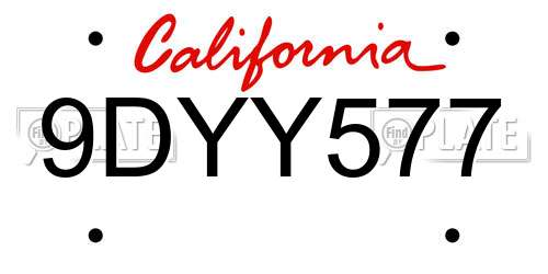 9DYY577 California License Plate