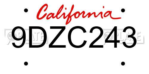 9DZC243 California License Plate