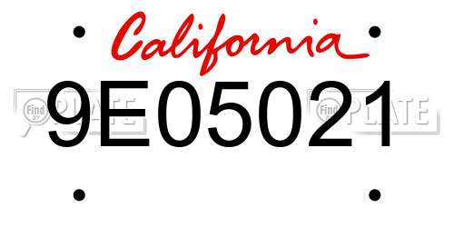9E05021 California License Plate