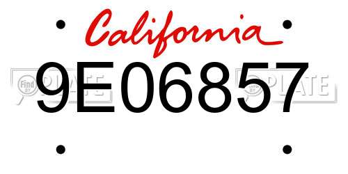 9E06857 California License Plate