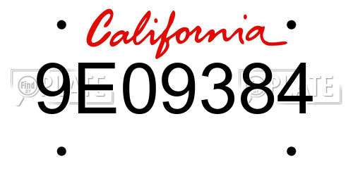 9E09384 California License Plate