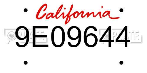9E09644 California License Plate