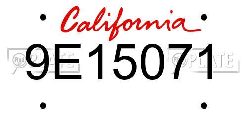 9E15071 California License Plate