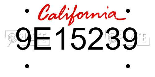 9E15239 California License Plate