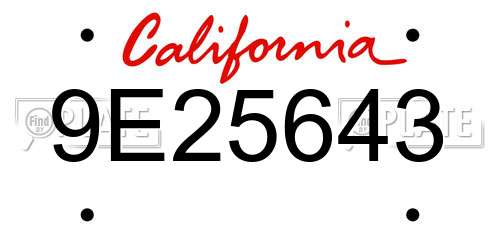 9E25643 California License Plate