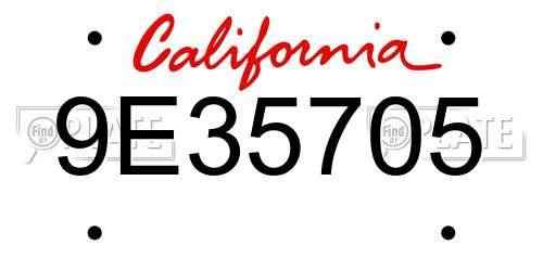 9E35705 California License Plate