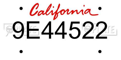 9E44522 California License Plate
