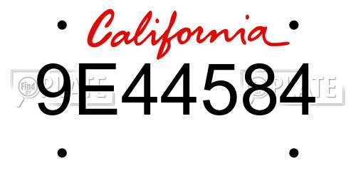 9E44584 California License Plate