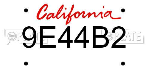 9E44B2 California License Plate