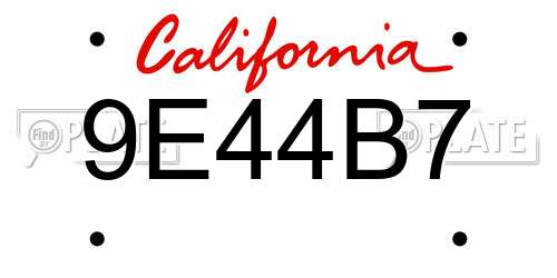 9E44B7 California License Plate